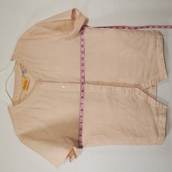 Finity Women's Pastel Pink Short Sleeve 100% Linen Round Neck Button Down SZ M - Picture 11 of 14